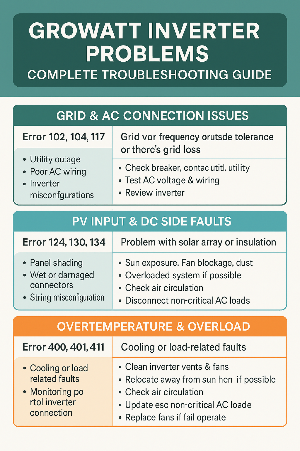 Growatt Inverter Problems Infographic